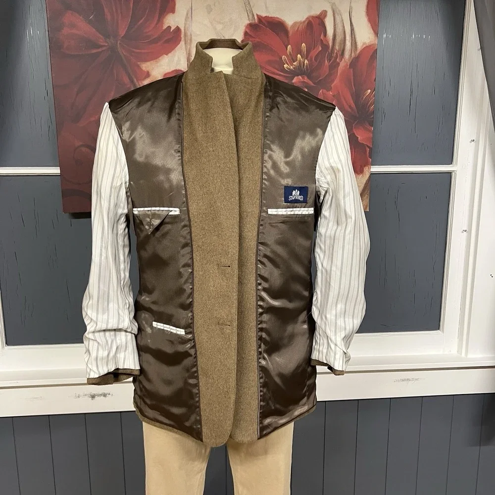 Stafford‎ Camel Hair Blazer Jacket Sport Coat Mens 40R Classic Fit Brown